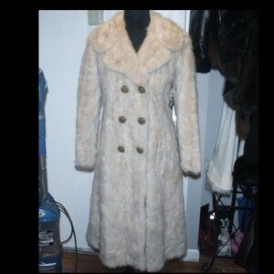 Super Glamorous Long Genuine Blonde Mink Coat Jacket w Mock Buttons S M